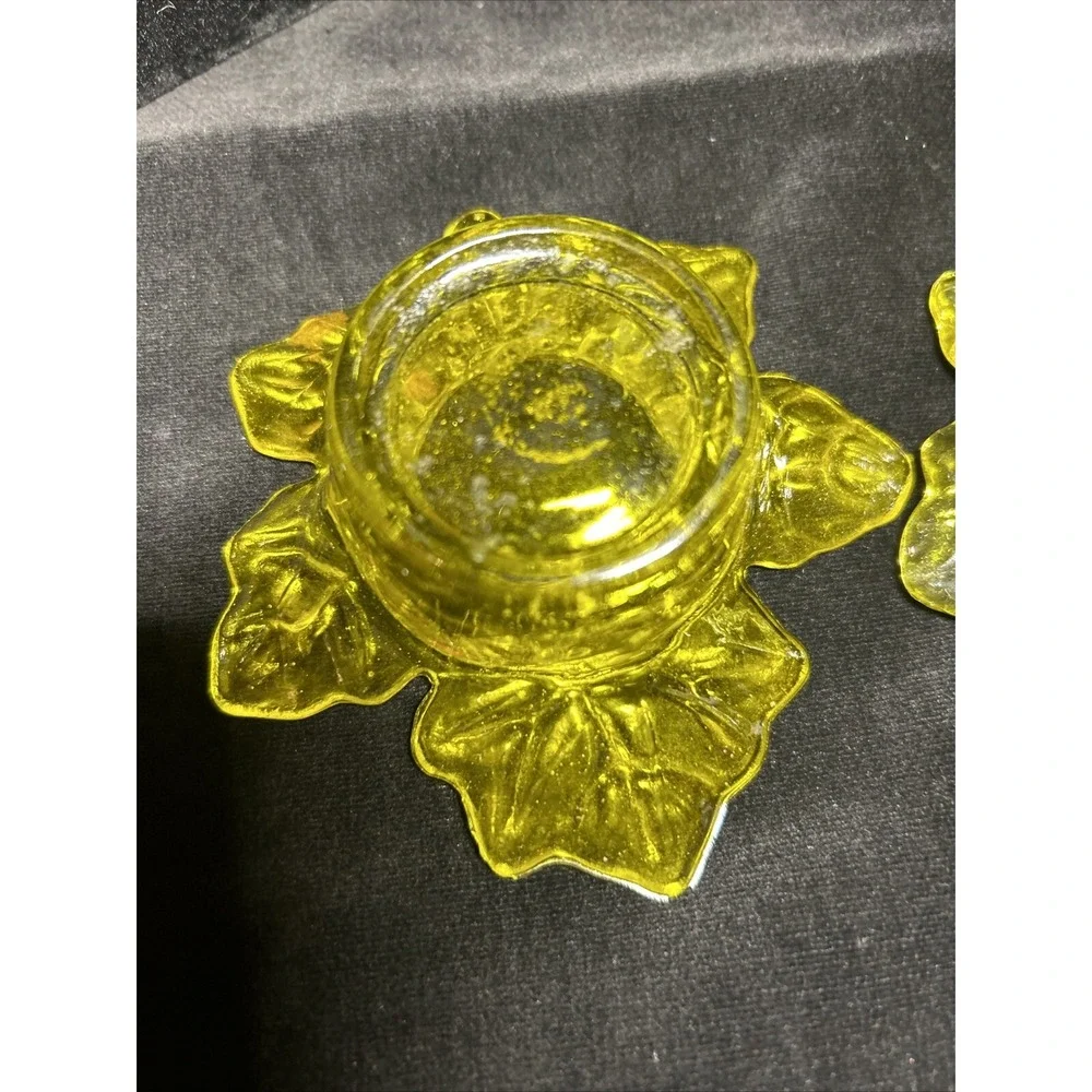 Glass Leaf Floral Tealight Candle Holder Fall Thanksgiving Decor Set (2)